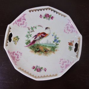 Octagonal handled cake plate OG by Otto Grunert of Kahla Porcelain Germany